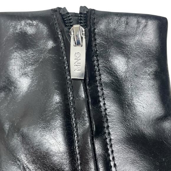 Mango MNG Square Toe Kitten Heel Leather Boots Black Size 39/ US 8.5 - Picture 12 of 13